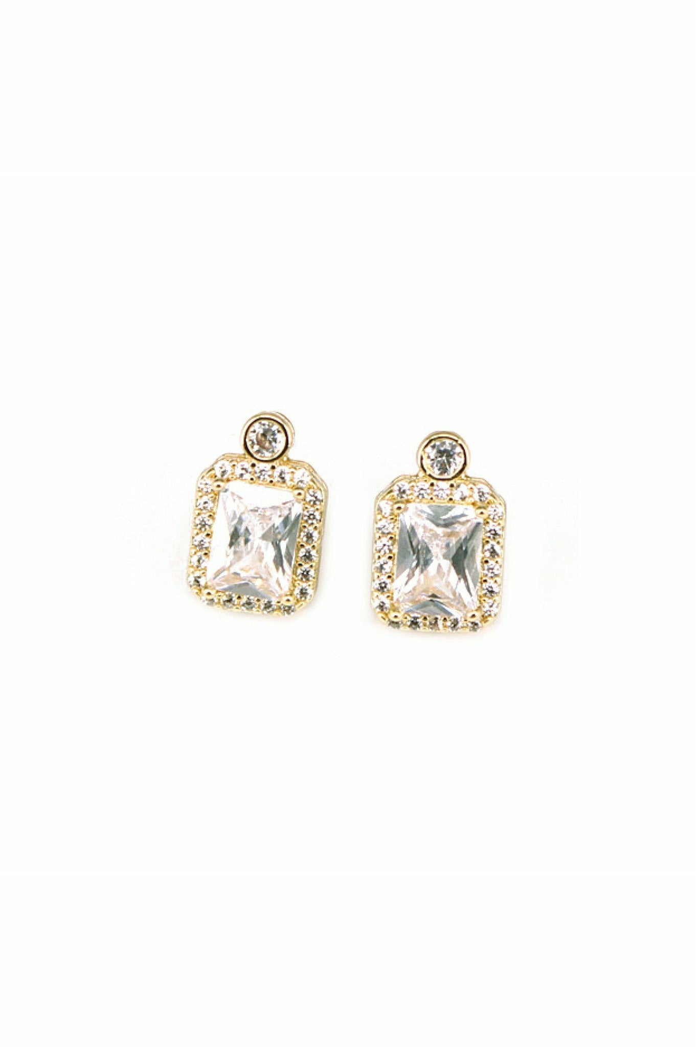 Faceted Cubic Zirconia Earring In Gold LEW41G
