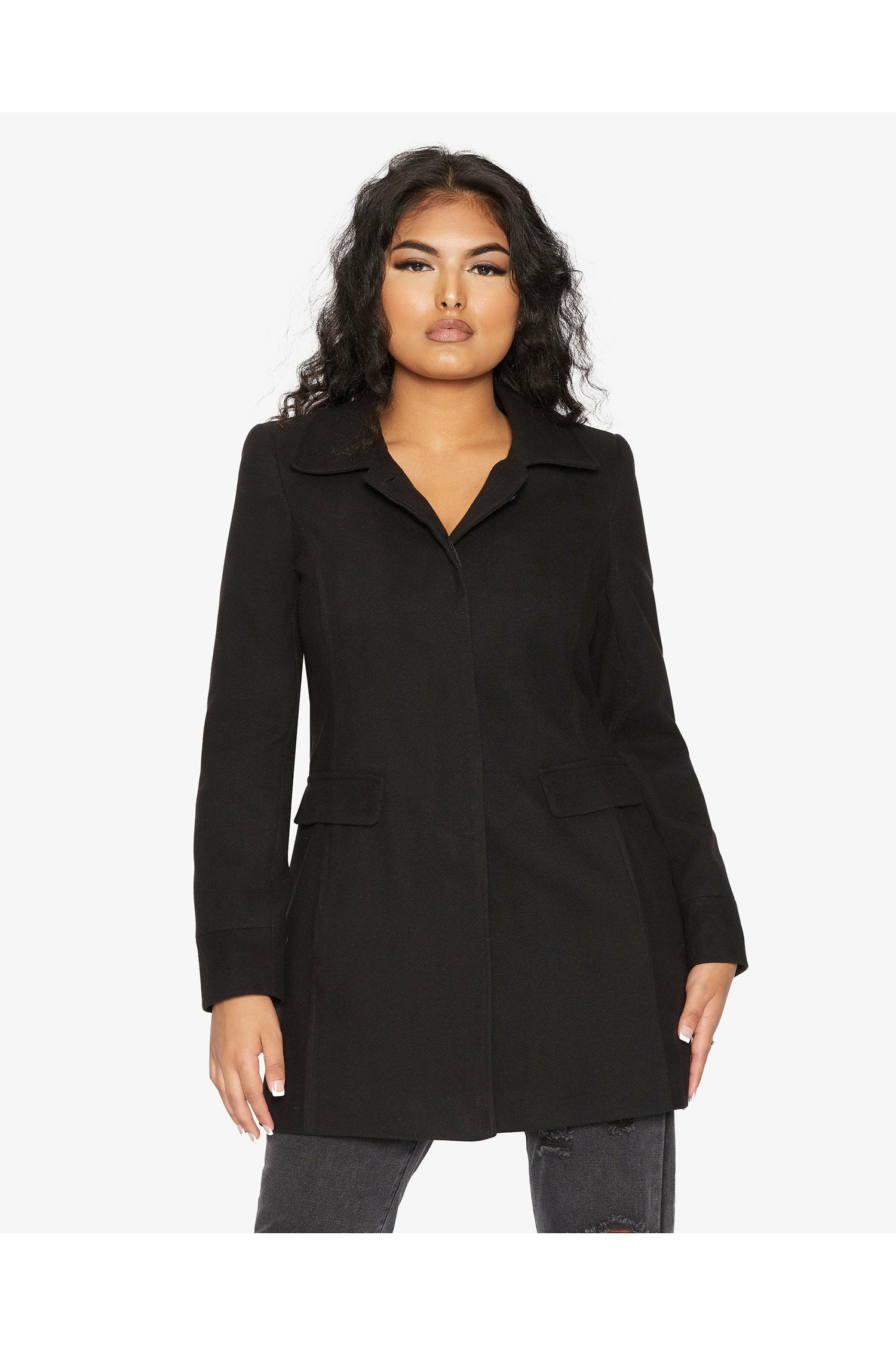 De La Creme Womens Wool Blend Hip Length Covert Coat De La Creme
