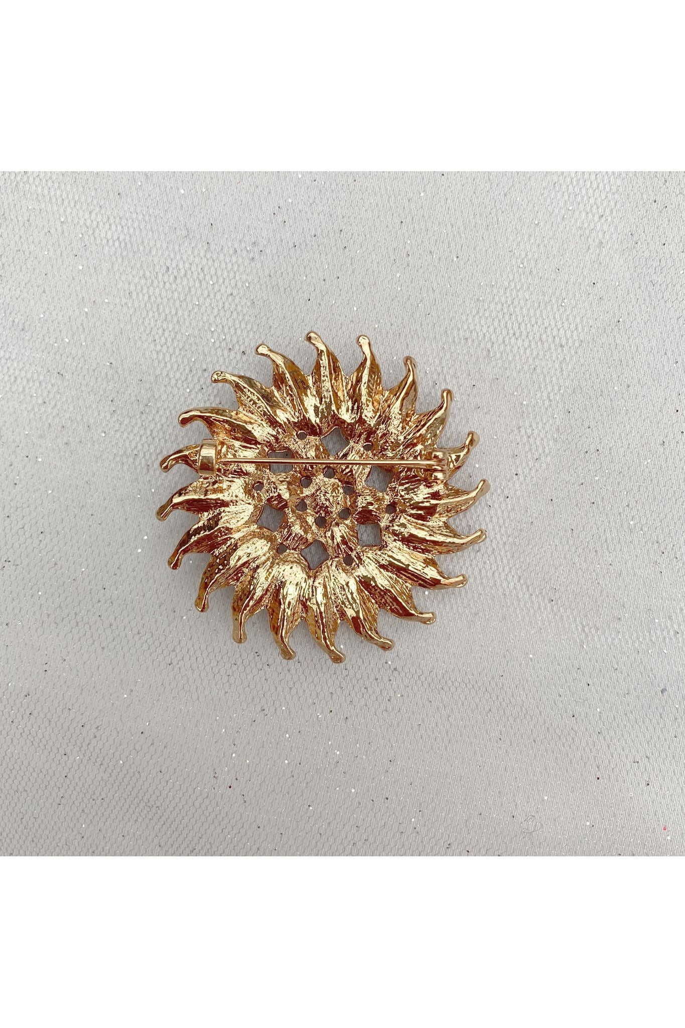 Sunflower Brooch With Pearl And Crystal 5060801176286
