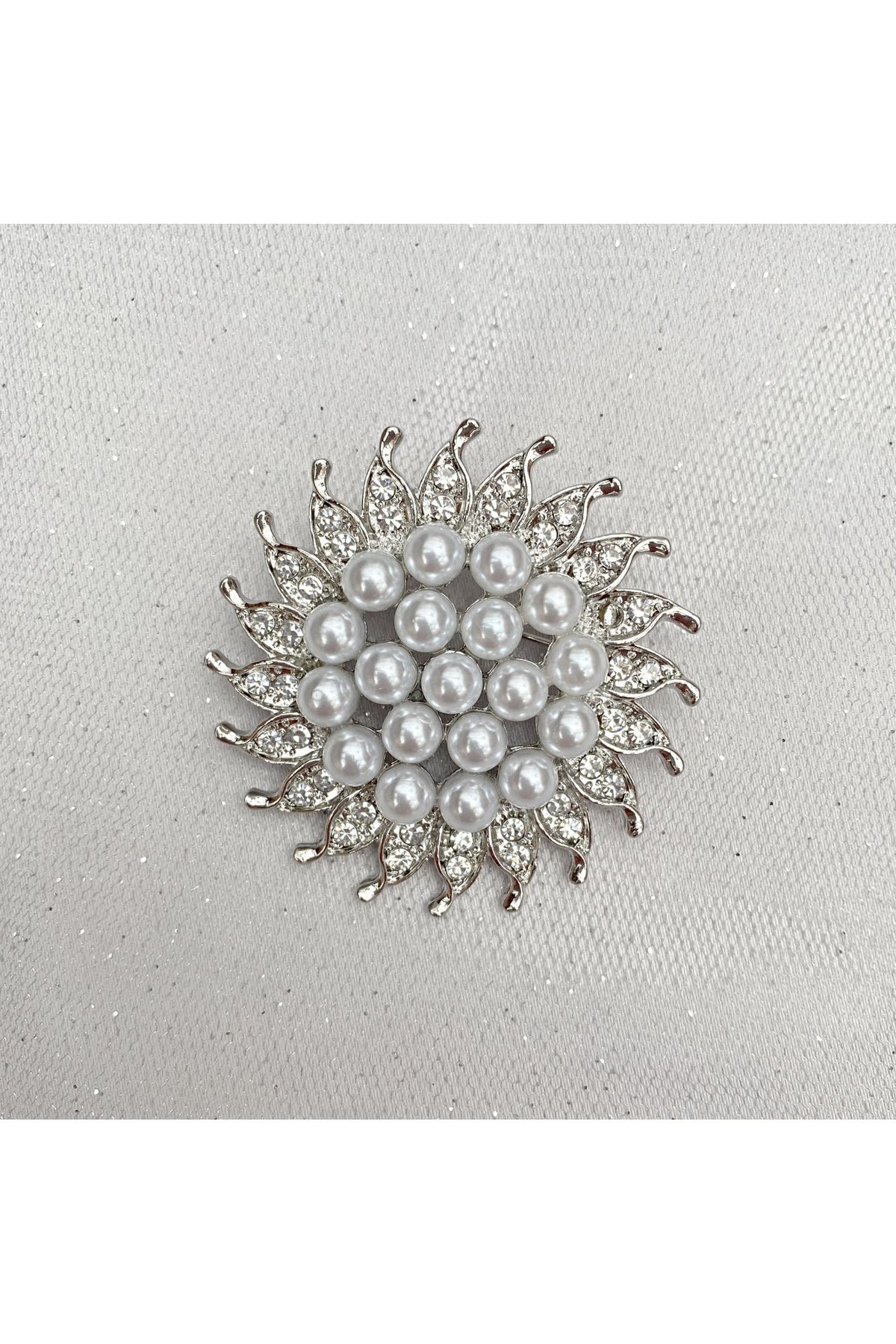 Sunflower Brooch With Pearl And Crystal 5060801176286