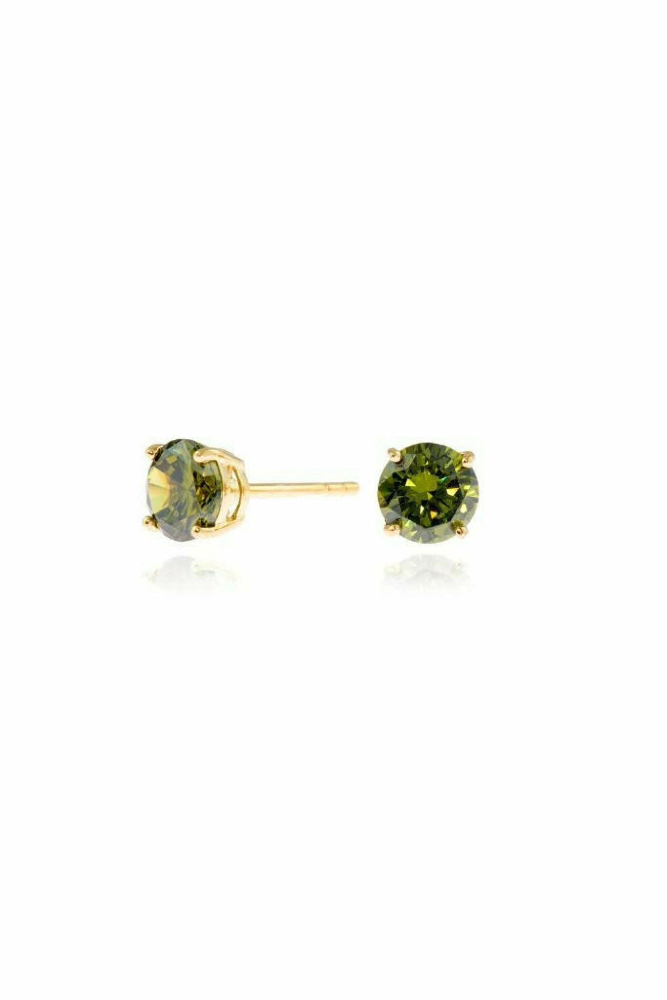 Lana 6mm-Sterling Silver, 18ct Gold Plated earrings with Olivine CZ Cachet London