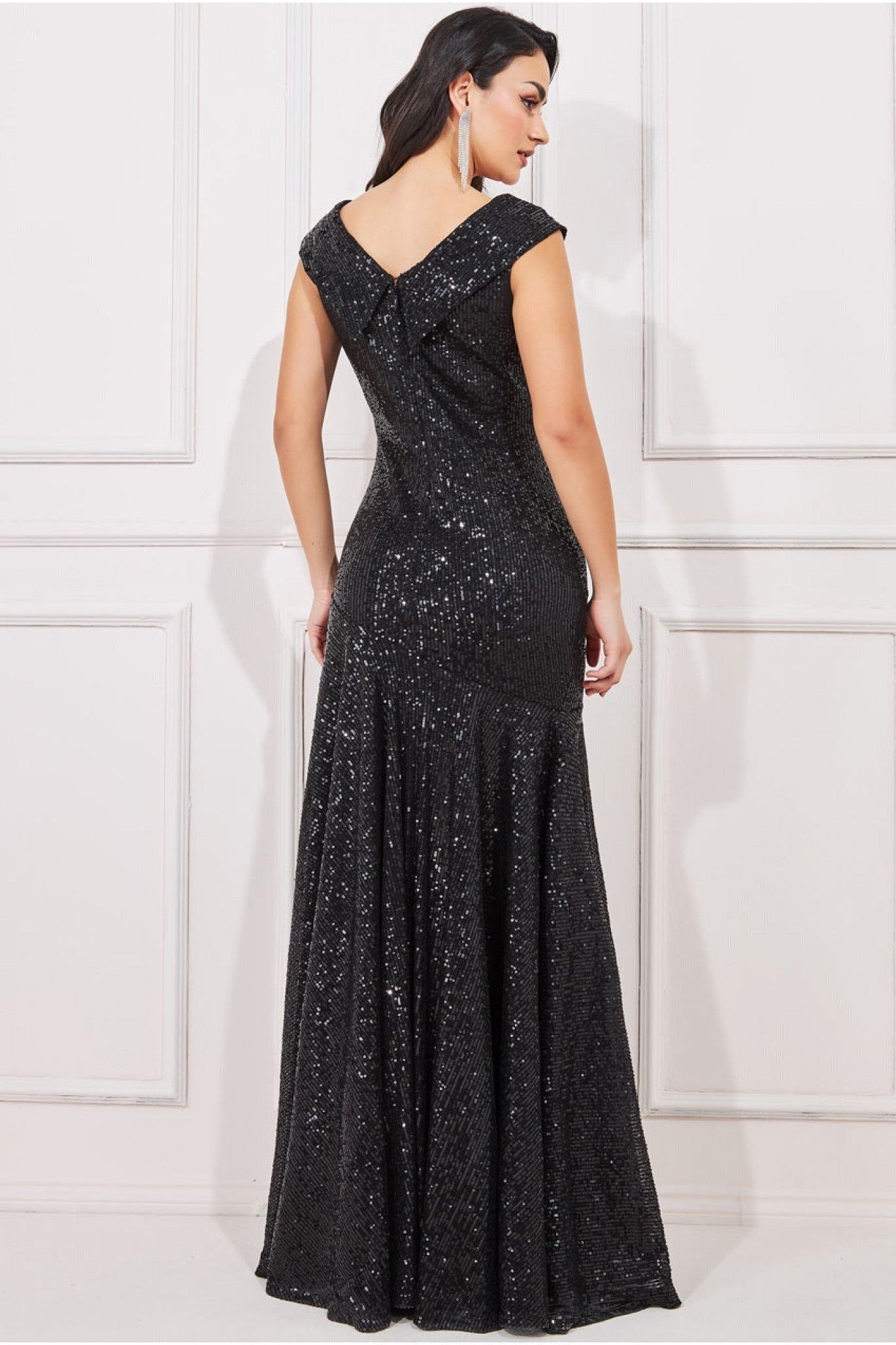 Bardot Sequin Pleated Maxi Dress - Black DR3643A