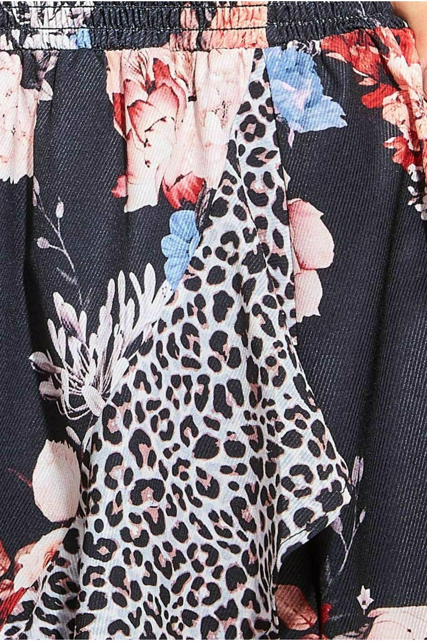 Contrast Print Boobtube Midi Dress - Leopard Print DR3636