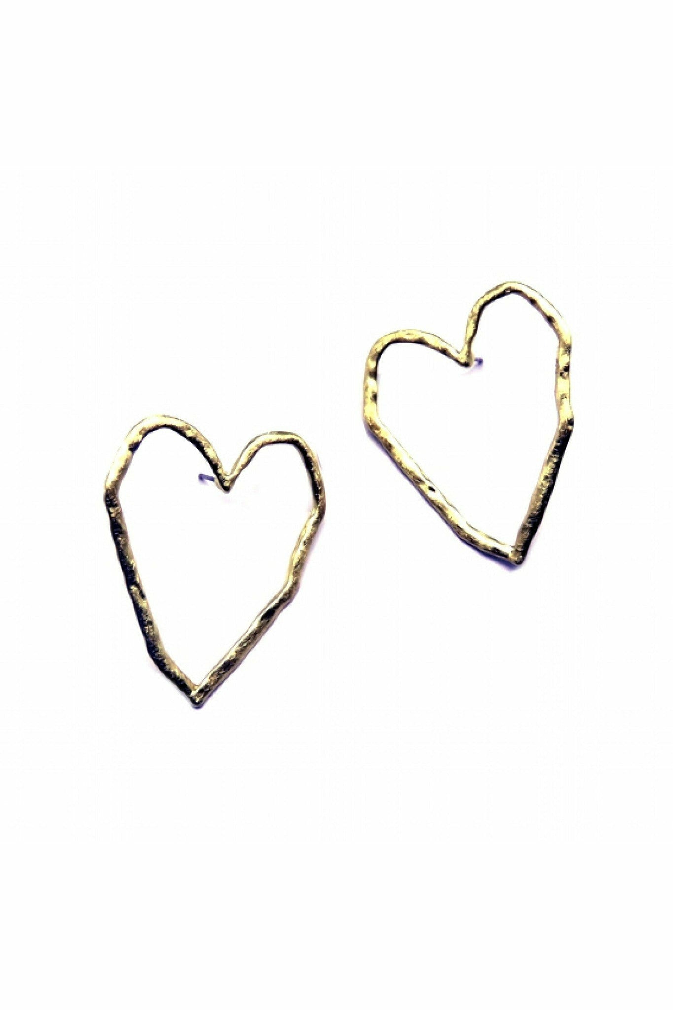 Heart Silhouette Earring In Hammered Matt Gold EAS67G