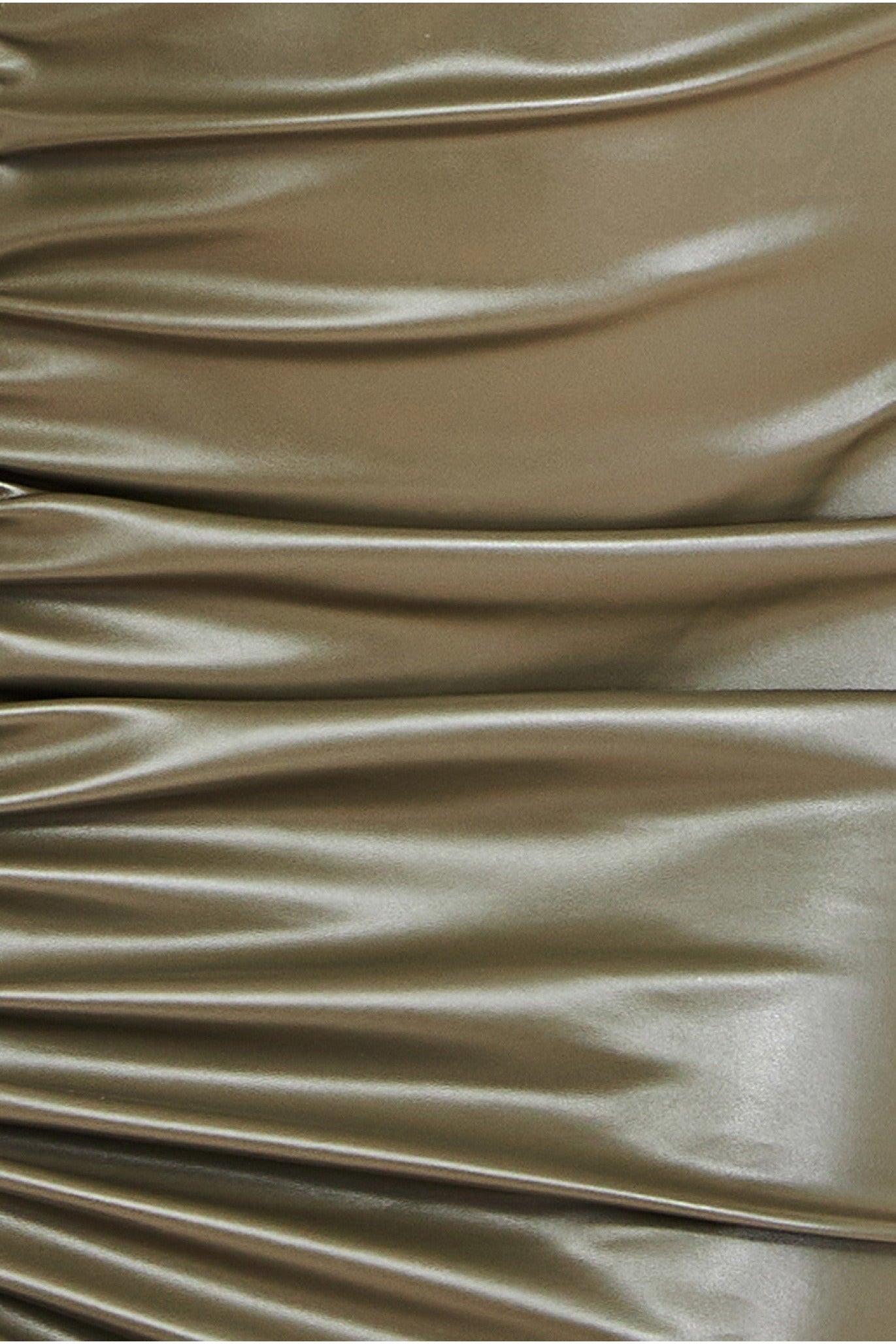 One Shoulder Faux Leather Mini Dress - Khaki DR3573