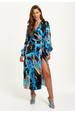 Multicolour Abstract Print Midi Wrap Dress by Liquorish