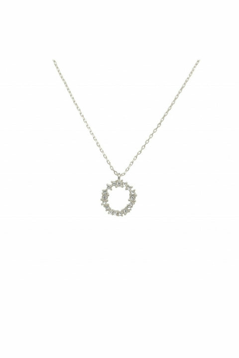 Crystal Cluster Circle Necklace In Silver LN001S