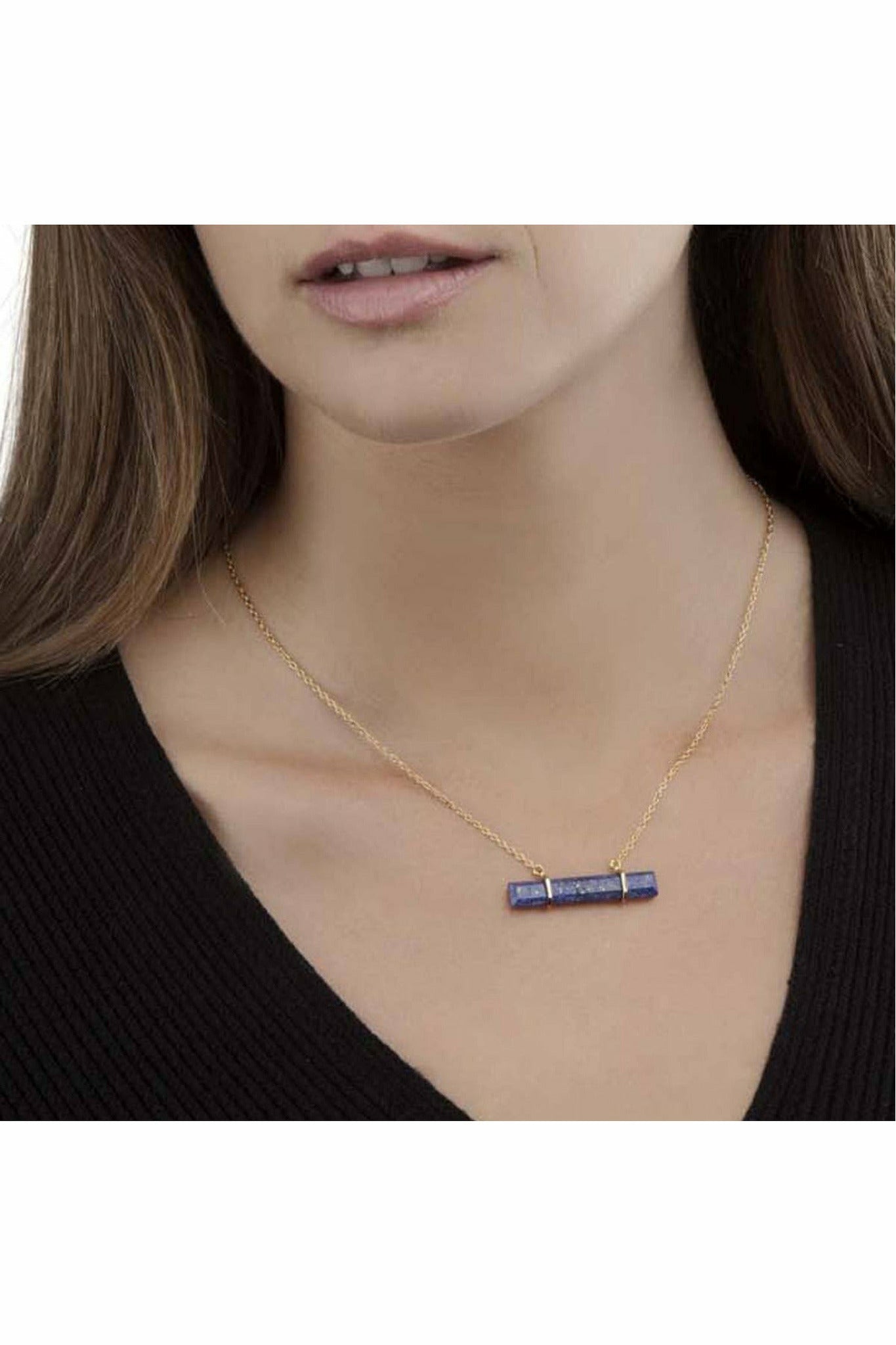 Urban Bar Necklace - Lapis Lazuli Stone JTL1015-UN-LLGV-OS
