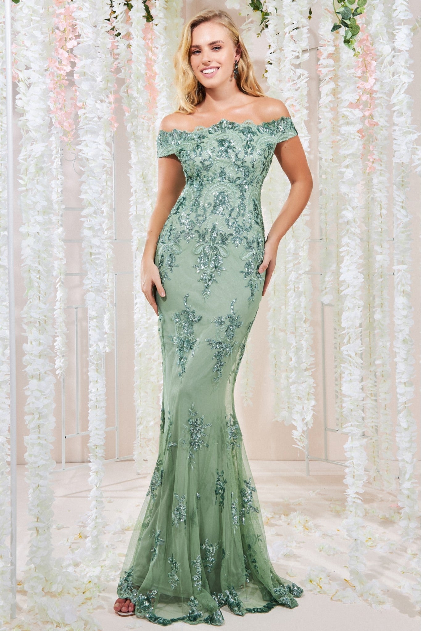 Bardot Sequin Embroidered Maxi Dress - Sagegreen DR1254A