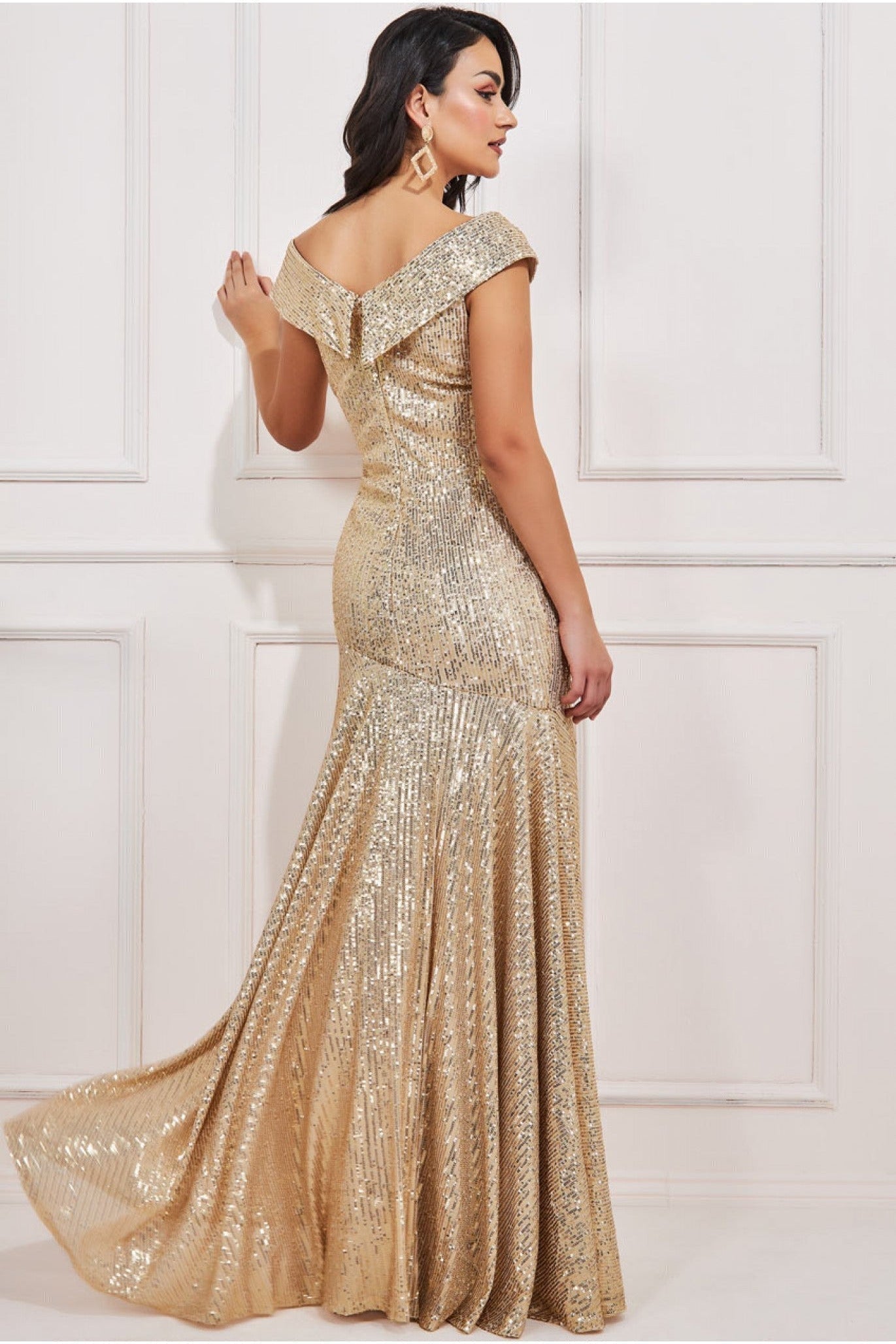 Bardot Sequin Pleated Maxi Dress - Gold DR3643A
