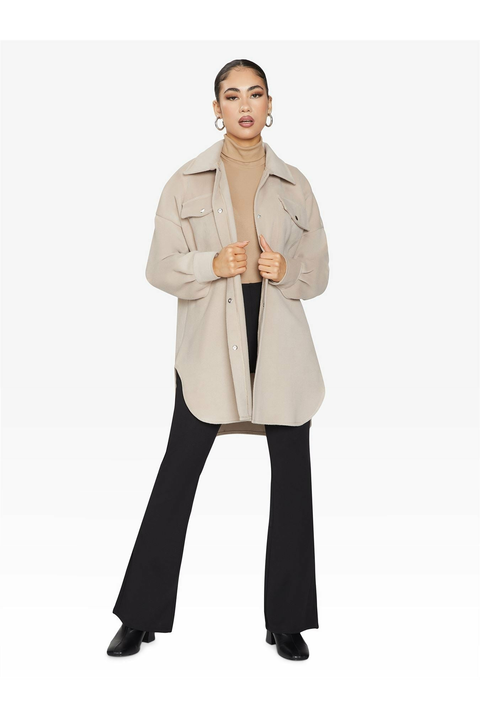De La Creme Fashions Oversized Stud Button Shacket