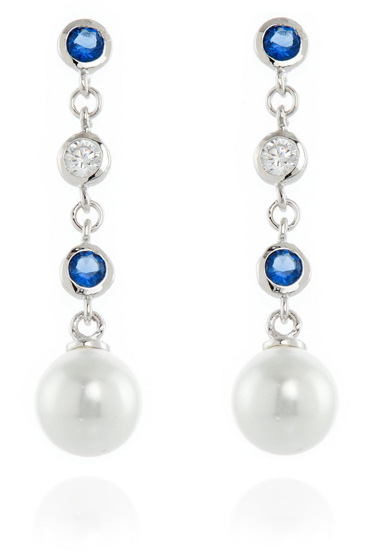 Cachet Inge Earrings Pearl and CZ Platinum Plated JWB London