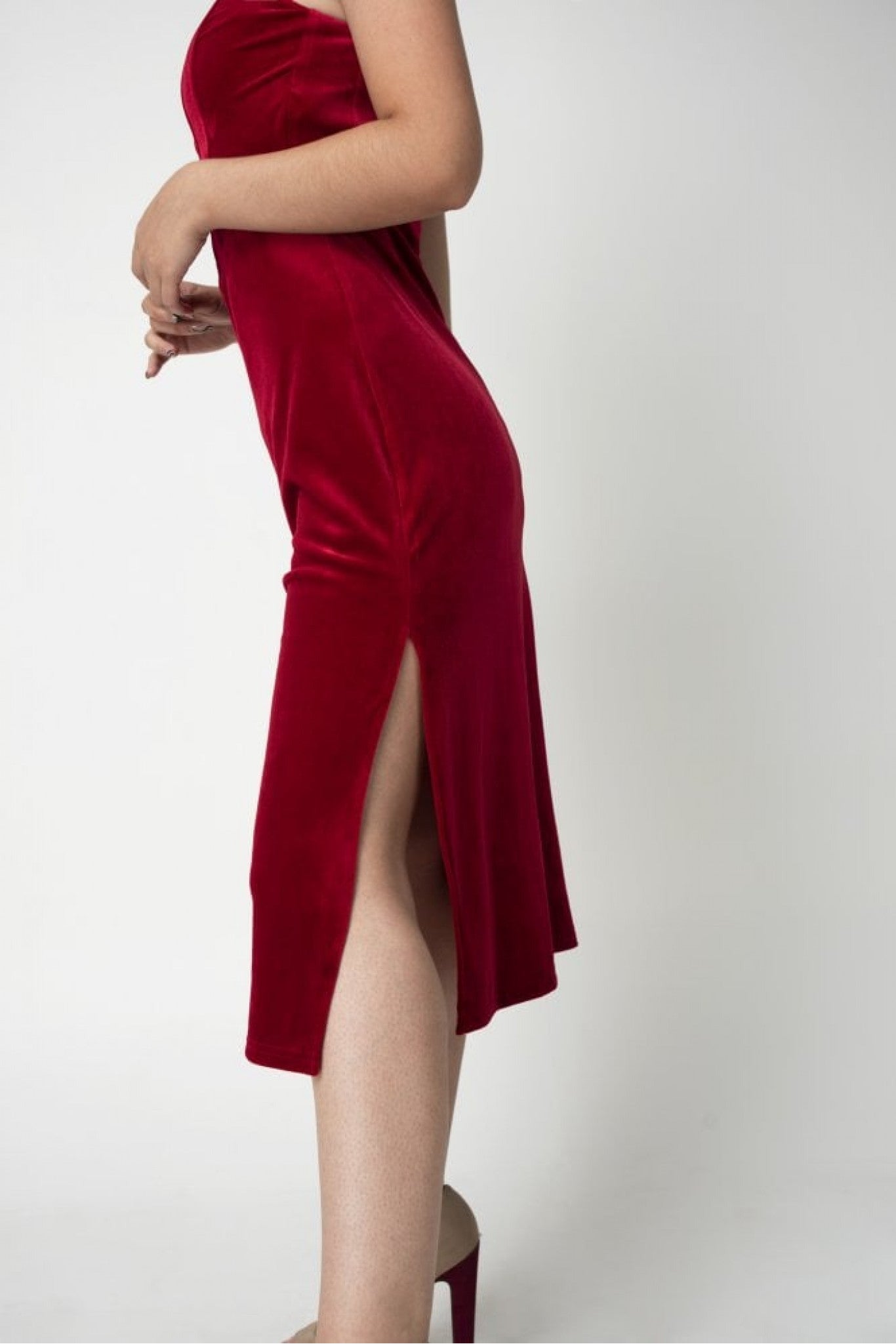 Red Corset Velvet Dress DR0000275