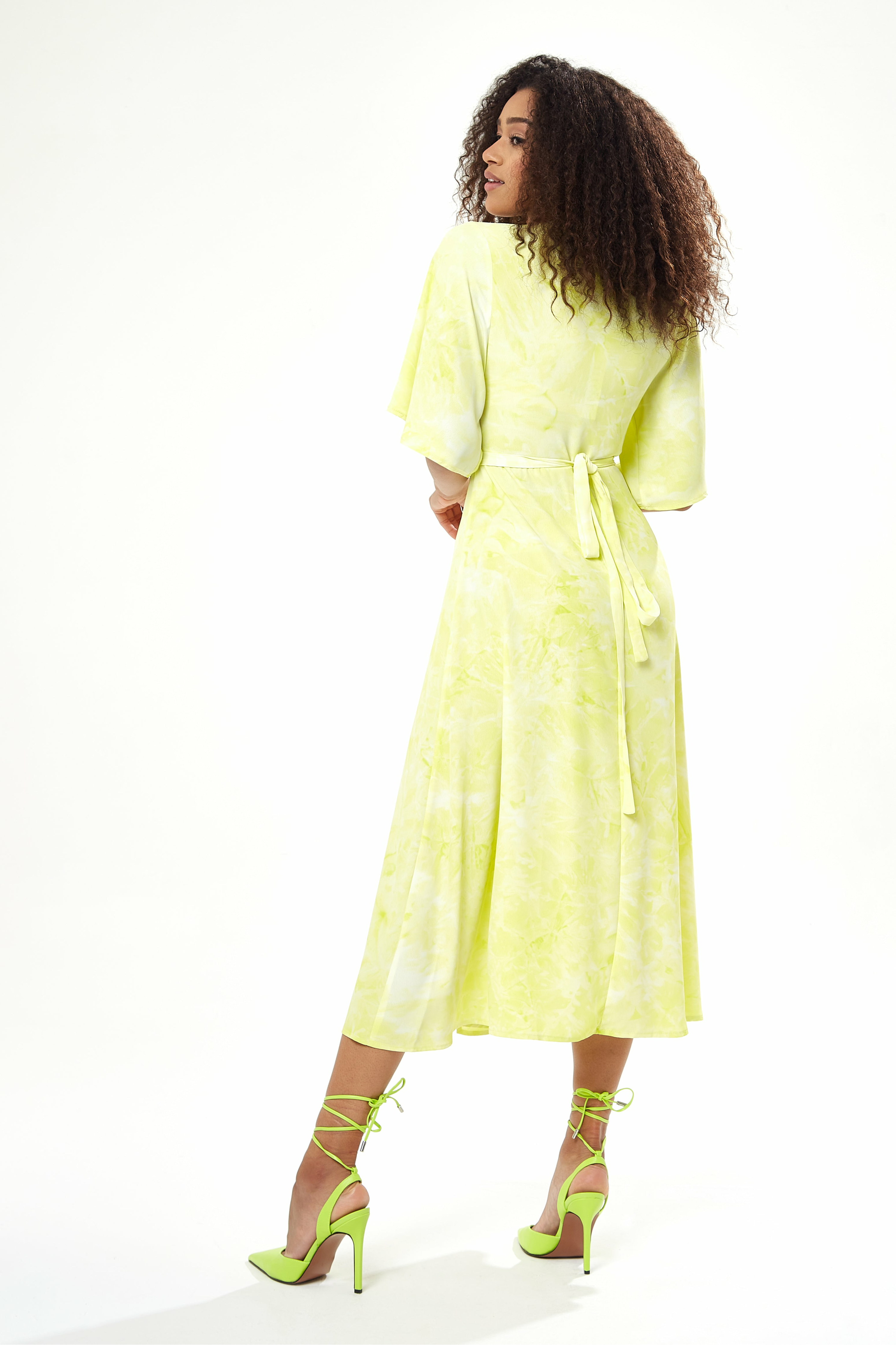 Midi Wrap Dress In Yellow D11-ARZU006Y